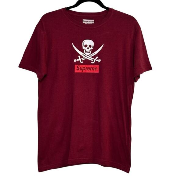 Supreme Other - Supreme Neighborhood Skull Tee Shirt | Burgundy | Graphic Streetwear | Boys L